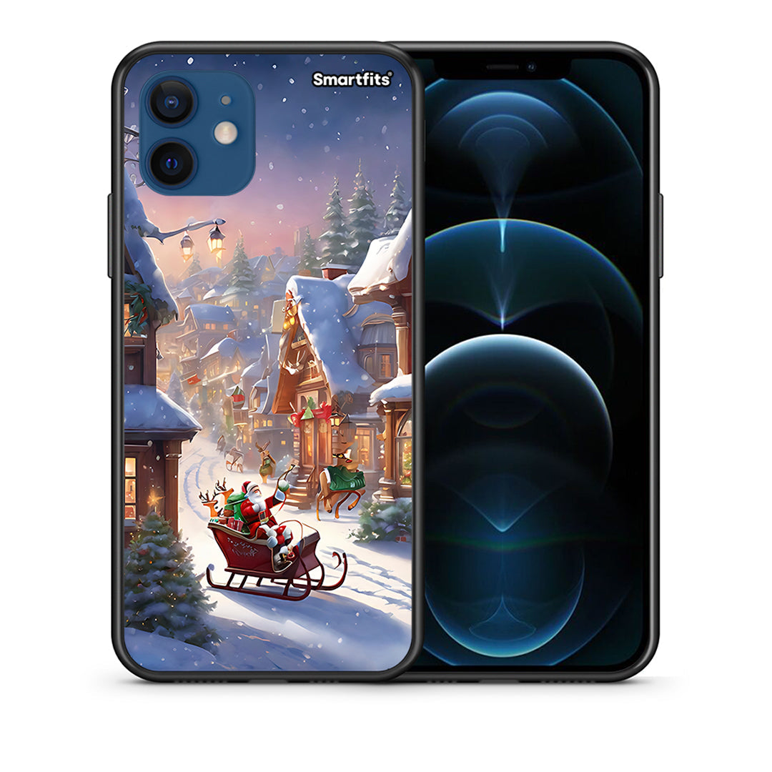 Θήκη iPhone 12 Pro Christmas Snow από τη Smartfits με σχέδιο στο πίσω μέρος και μαύρο περίβλημα | iPhone 12 Pro Christmas Snow case with colorful back and black bezels