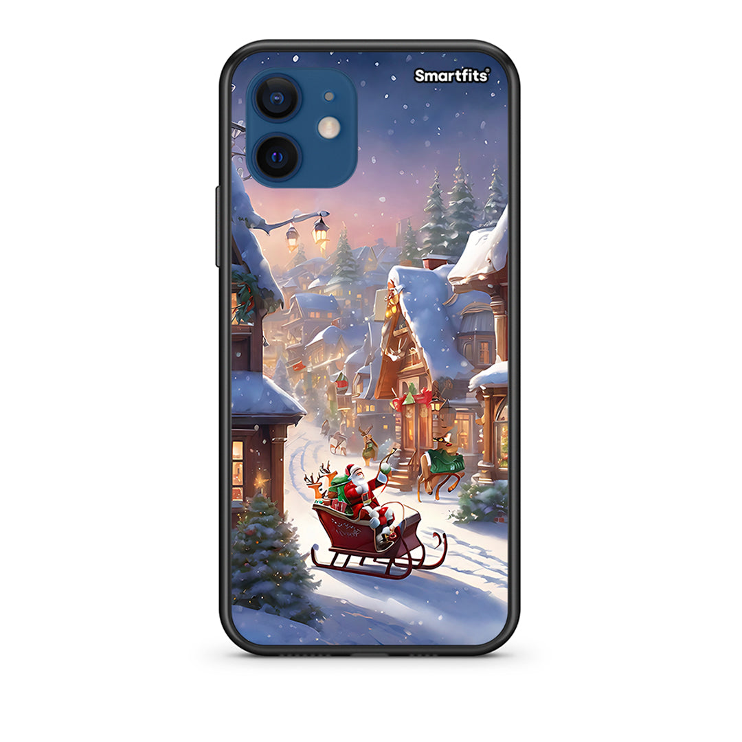 Θήκη iPhone 12 Christmas Snow από τη Smartfits με σχέδιο στο πίσω μέρος και μαύρο περίβλημα | iPhone 12 Christmas Snow case with colorful back and black bezels
