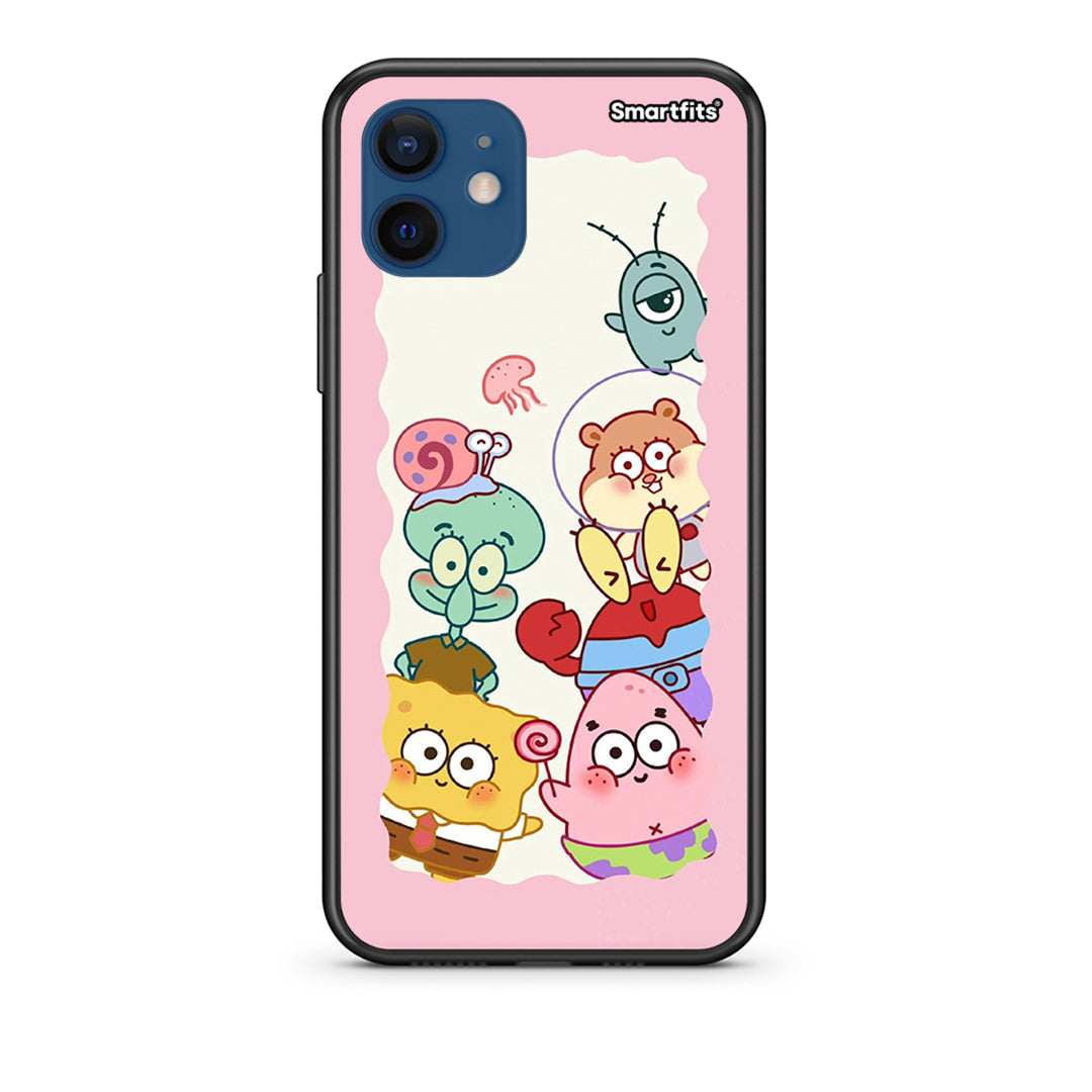 Θήκη iPhone 12 Cute Companion από τη Smartfits με σχέδιο στο πίσω μέρος και μαύρο περίβλημα | iPhone 12 Cute Companion case with colorful back and black bezels