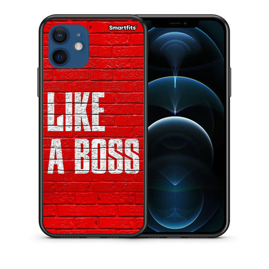 Θήκη iPhone 12 Like A Boss από τη Smartfits με σχέδιο στο πίσω μέρος και μαύρο περίβλημα | iPhone 12 Like A Boss case with colorful back and black bezels