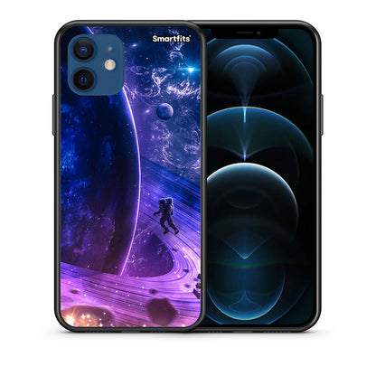 Θήκη iPhone 12 Pro Lost Astronaut από τη Smartfits με σχέδιο στο πίσω μέρος και μαύρο περίβλημα | iPhone 12 Pro Lost Astronaut case with colorful back and black bezels