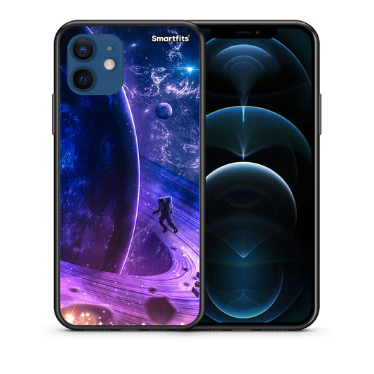 Θήκη iPhone 12 Pro Lost Astronaut από τη Smartfits με σχέδιο στο πίσω μέρος και μαύρο περίβλημα | iPhone 12 Pro Lost Astronaut case with colorful back and black bezels