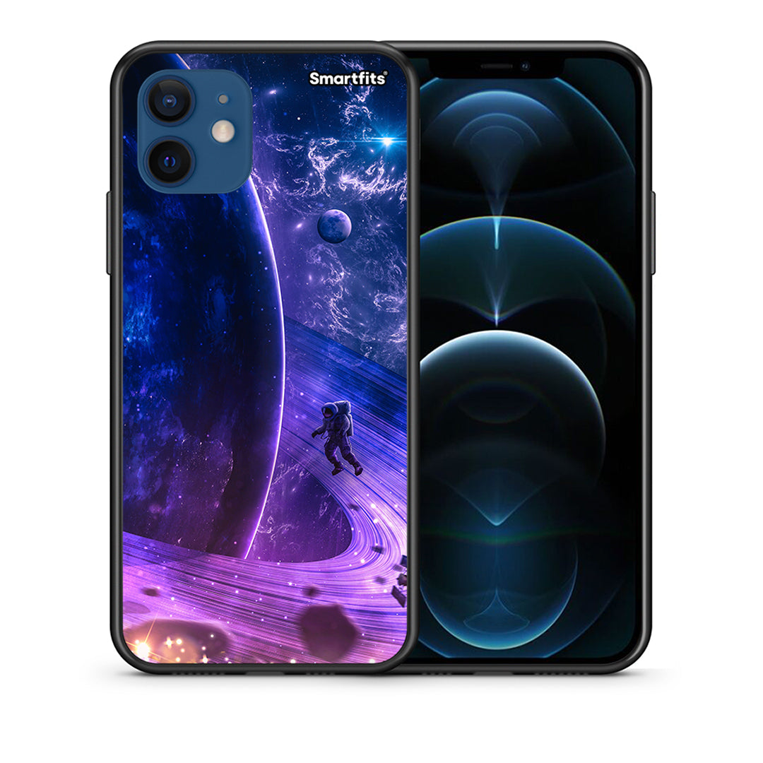 Θήκη iPhone 12 Pro Lost Astronaut από τη Smartfits με σχέδιο στο πίσω μέρος και μαύρο περίβλημα | iPhone 12 Pro Lost Astronaut case with colorful back and black bezels