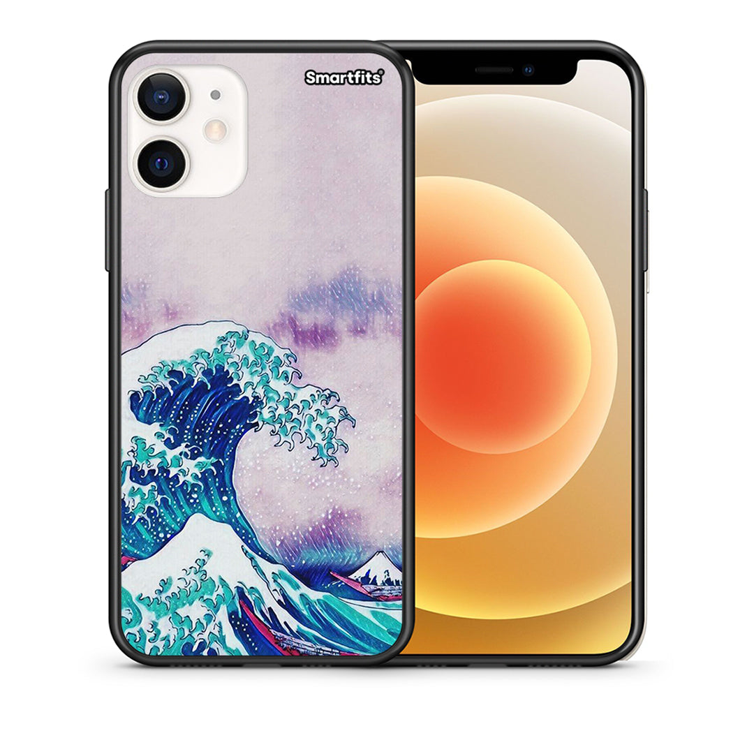 Θήκη iPhone 12 Mini Blue Waves από τη Smartfits με σχέδιο στο πίσω μέρος και μαύρο περίβλημα | iPhone 12 Mini Blue Waves case with colorful back and black bezels