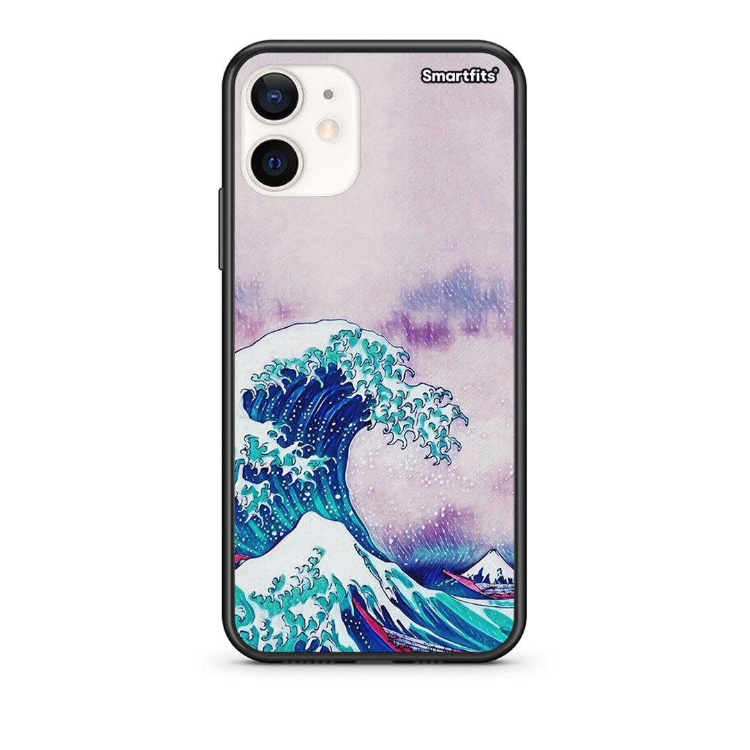 Θήκη iPhone 12 Mini Blue Waves από τη Smartfits με σχέδιο στο πίσω μέρος και μαύρο περίβλημα | iPhone 12 Mini Blue Waves case with colorful back and black bezels