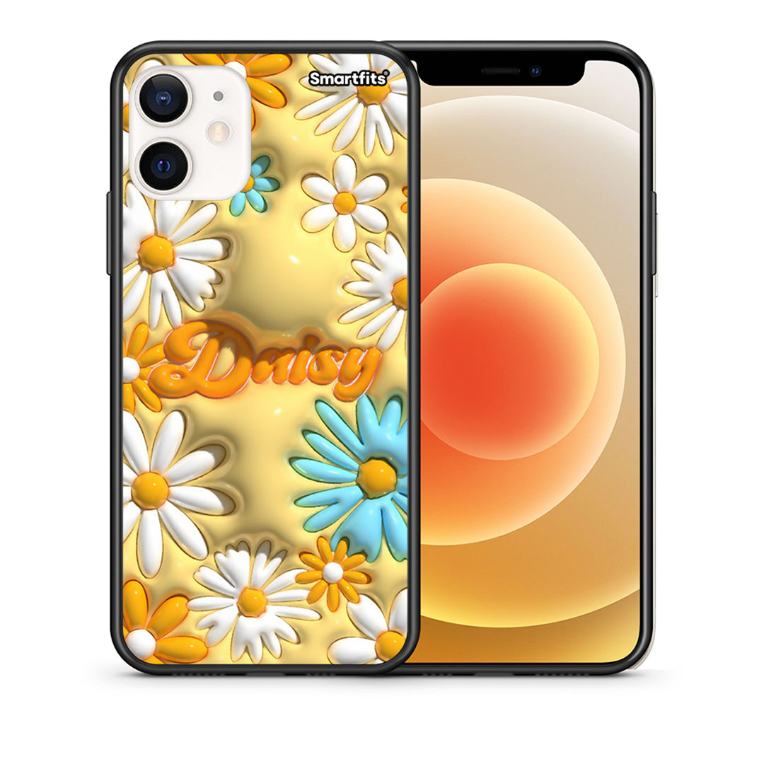 Θήκη iPhone 12 Mini Bubble Daisies από τη Smartfits με σχέδιο στο πίσω μέρος και μαύρο περίβλημα | iPhone 12 Mini Bubble Daisies case with colorful back and black bezels