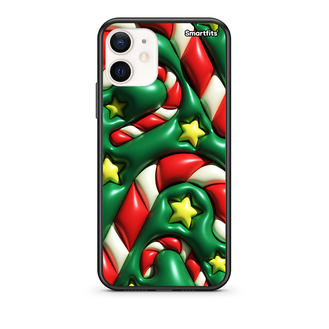 Θήκη iPhone 12 Mini Christmas Bubbles από τη Smartfits με σχέδιο στο πίσω μέρος και μαύρο περίβλημα | iPhone 12 Mini Christmas Bubbles case with colorful back and black bezels