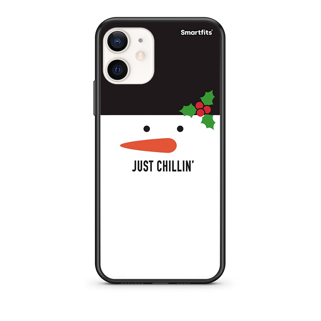 Θήκη iPhone 12 Mini Christmas Chillin από τη Smartfits με σχέδιο στο πίσω μέρος και μαύρο περίβλημα | iPhone 12 Mini Christmas Chillin case with colorful back and black bezels