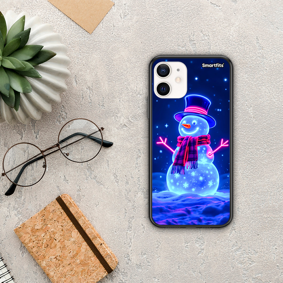 Christmas Neon Snowman - iPhone 12 Mini θήκη