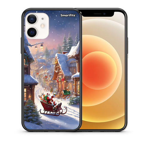 Θήκη iPhone 12 Mini Christmas Snow από τη Smartfits με σχέδιο στο πίσω μέρος και μαύρο περίβλημα | iPhone 12 Mini Christmas Snow case with colorful back and black bezels
