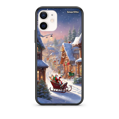 Θήκη iPhone 12 Mini Christmas Snow από τη Smartfits με σχέδιο στο πίσω μέρος και μαύρο περίβλημα | iPhone 12 Mini Christmas Snow case with colorful back and black bezels
