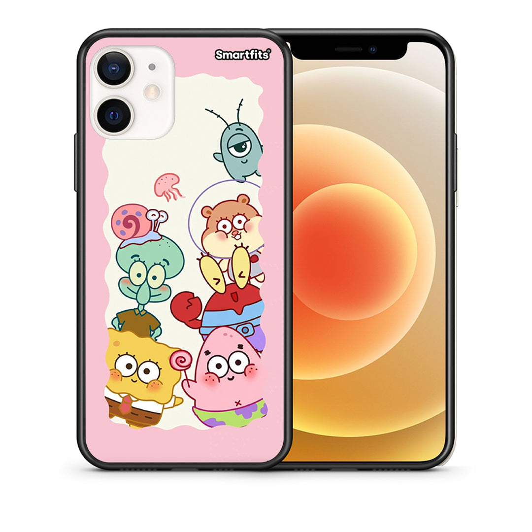 Θήκη iPhone 12 Mini Cute Companion από τη Smartfits με σχέδιο στο πίσω μέρος και μαύρο περίβλημα | iPhone 12 Mini Cute Companion case with colorful back and black bezels