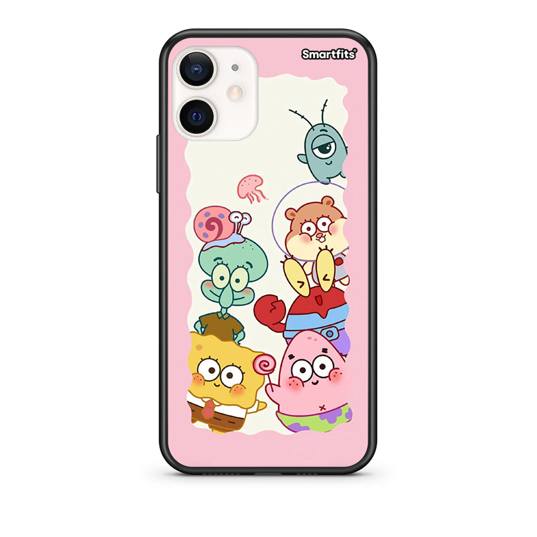 Θήκη iPhone 12 Mini Cute Companion από τη Smartfits με σχέδιο στο πίσω μέρος και μαύρο περίβλημα | iPhone 12 Mini Cute Companion case with colorful back and black bezels