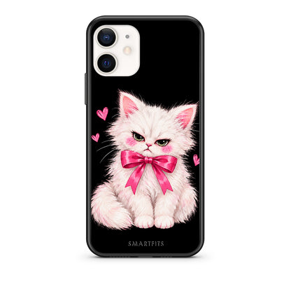 Θήκη iPhone 12 Mini Grumpy Party Kitten on Black από τη Smartfits με σχέδιο στο πίσω μέρος και μαύρο περίβλημα | iPhone 12 Mini Grumpy Party Kitten on Black case with colorful back and black bezels