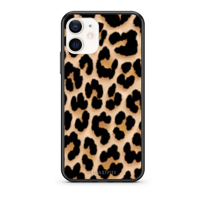 Θήκη iPhone 12 Mini Leopard Print Tan Large από τη Smartfits με σχέδιο στο πίσω μέρος και μαύρο περίβλημα | iPhone 12 Mini Leopard Print Tan Large case with colorful back and black bezels