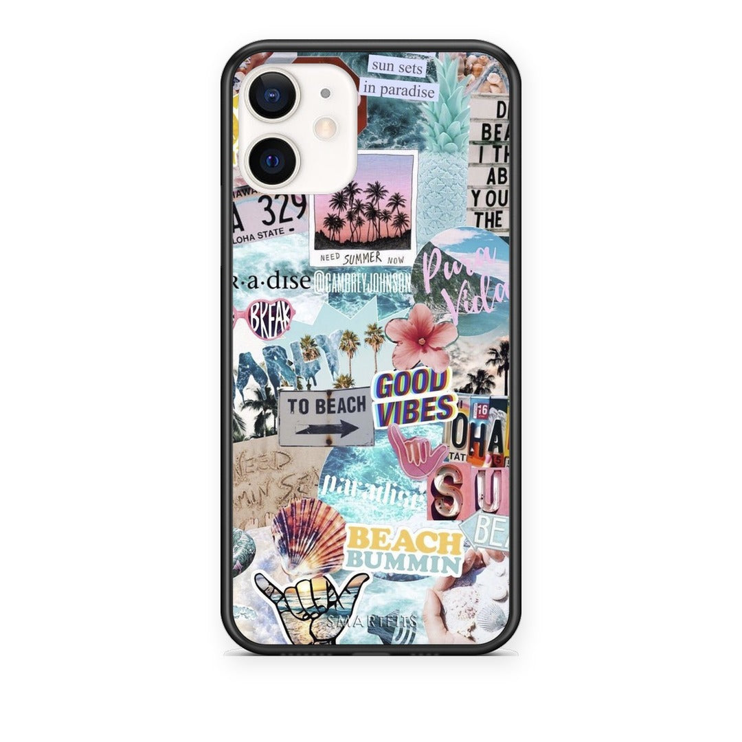 Θήκη iPhone 12 Mini Summer Vibes από τη Smartfits με σχέδιο στο πίσω μέρος και μαύρο περίβλημα | iPhone 12 Mini Summer Vibes case with colorful back and black bezels