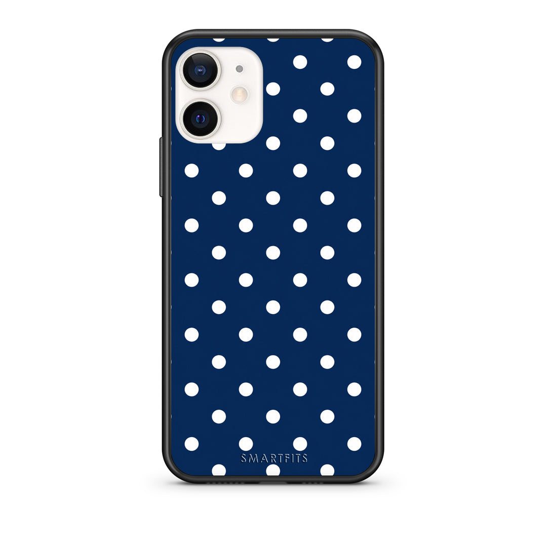 Θήκη iPhone 12 Mini White Small Polka Dots on Navy από τη Smartfits με σχέδιο στο πίσω μέρος και μαύρο περίβλημα | iPhone 12 Mini White Small Polka Dots on Navy case with colorful back and black bezels
