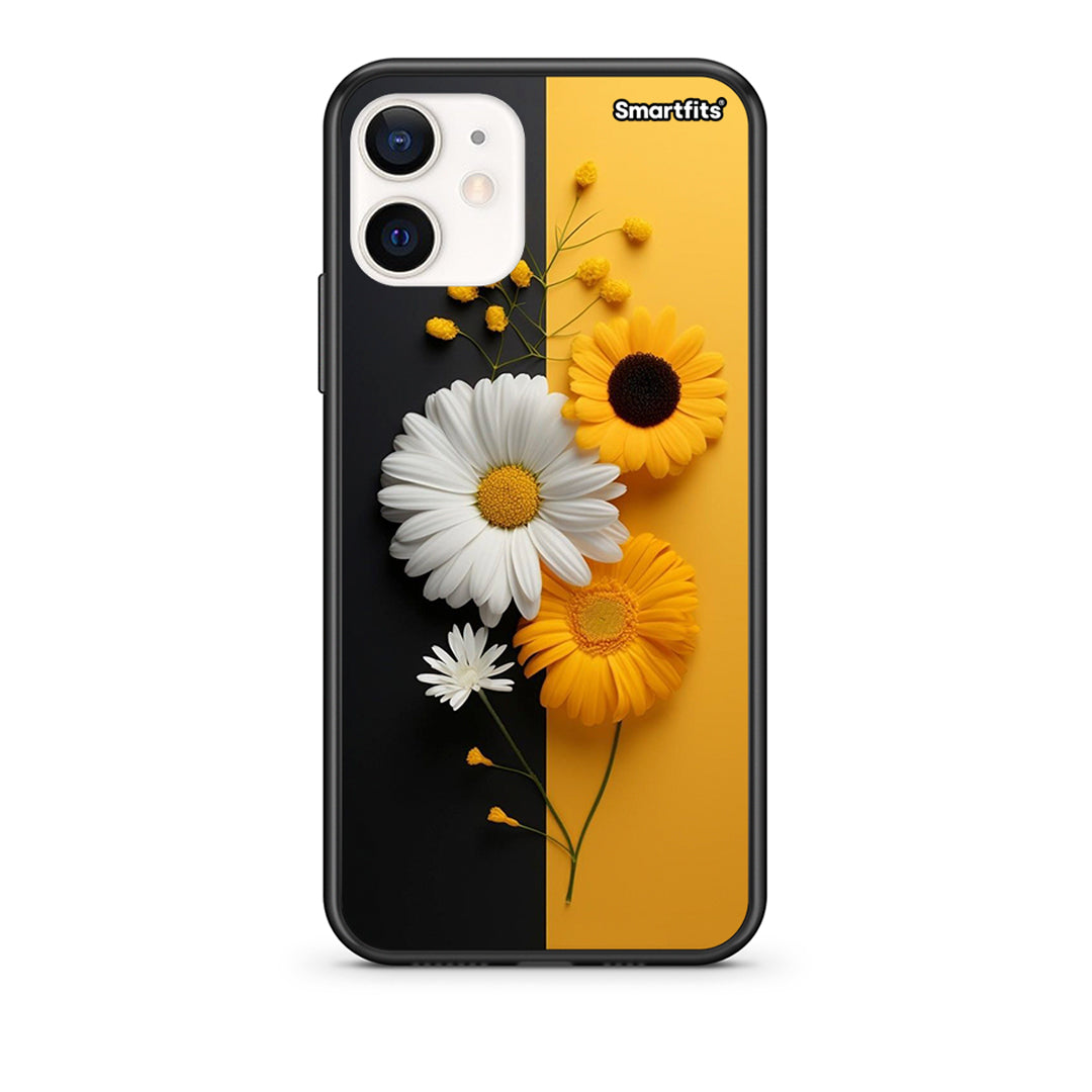 Θήκη iPhone 12 Mini Yellow Daisies από τη Smartfits με σχέδιο στο πίσω μέρος και μαύρο περίβλημα | iPhone 12 Mini Yellow Daisies case with colorful back and black bezels