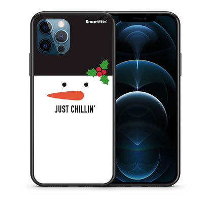 Θήκη iPhone 12 Pro Max Christmas Chillin από τη Smartfits με σχέδιο στο πίσω μέρος και μαύρο περίβλημα | iPhone 12 Pro Max Christmas Chillin case with colorful back and black bezels