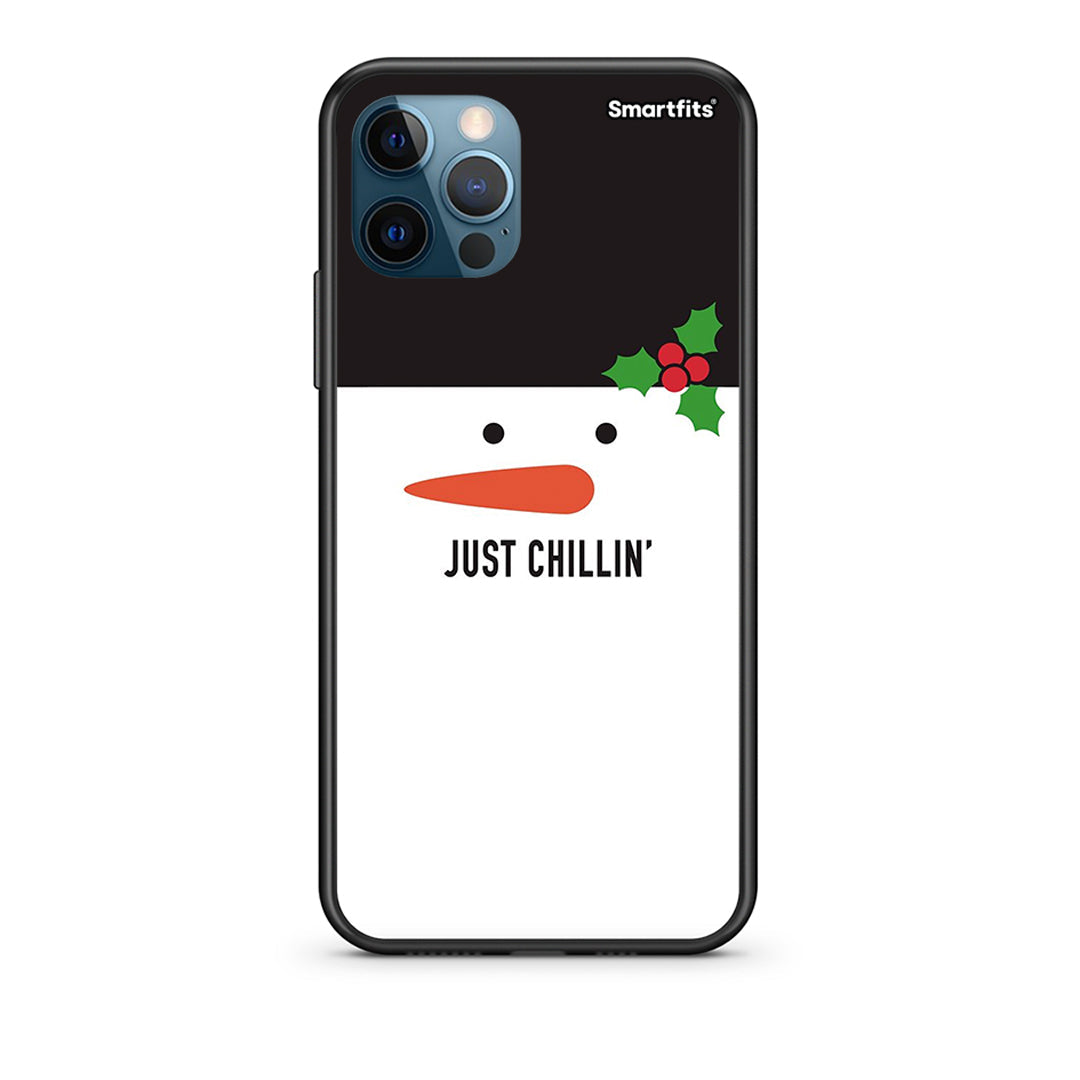 iPhone 12 Pro Max Christmas Chillin Θήκη από τη Smartfits με σχέδιο στο πίσω μέρος και μαύρο περίβλημα | Smartphone case with colorful back and black bezels by Smartfits