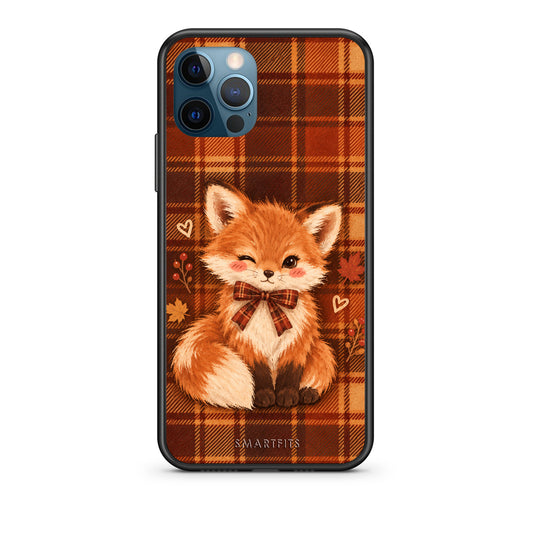 Θήκη iPhone 12 Pro Max Fox on Autumn Tartan από τη Smartfits με σχέδιο στο πίσω μέρος και μαύρο περίβλημα | iPhone 12 Pro Max Fox on Autumn Tartan case with colorful back and black bezels