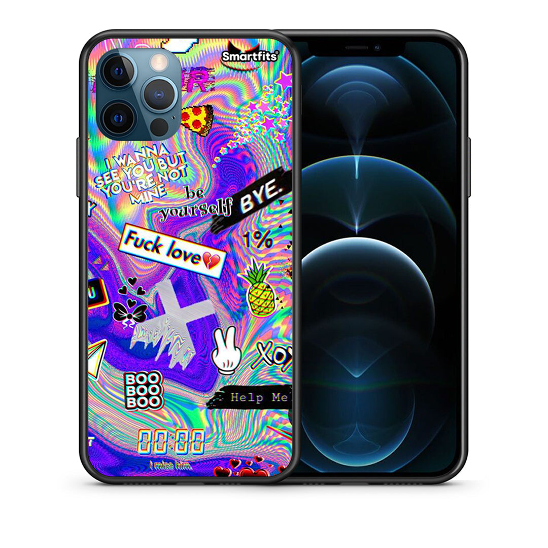 Θήκη iPhone 12 Pro Max Game Over από τη Smartfits με σχέδιο στο πίσω μέρος και μαύρο περίβλημα | iPhone 12 Pro Max Game Over case with colorful back and black bezels