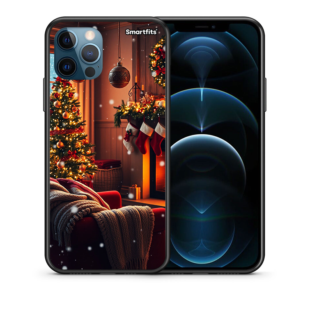 Θήκη iPhone 12 Pro Max Home For Christmas από τη Smartfits με σχέδιο στο πίσω μέρος και μαύρο περίβλημα | iPhone 12 Pro Max Home For Christmas case with colorful back and black bezels