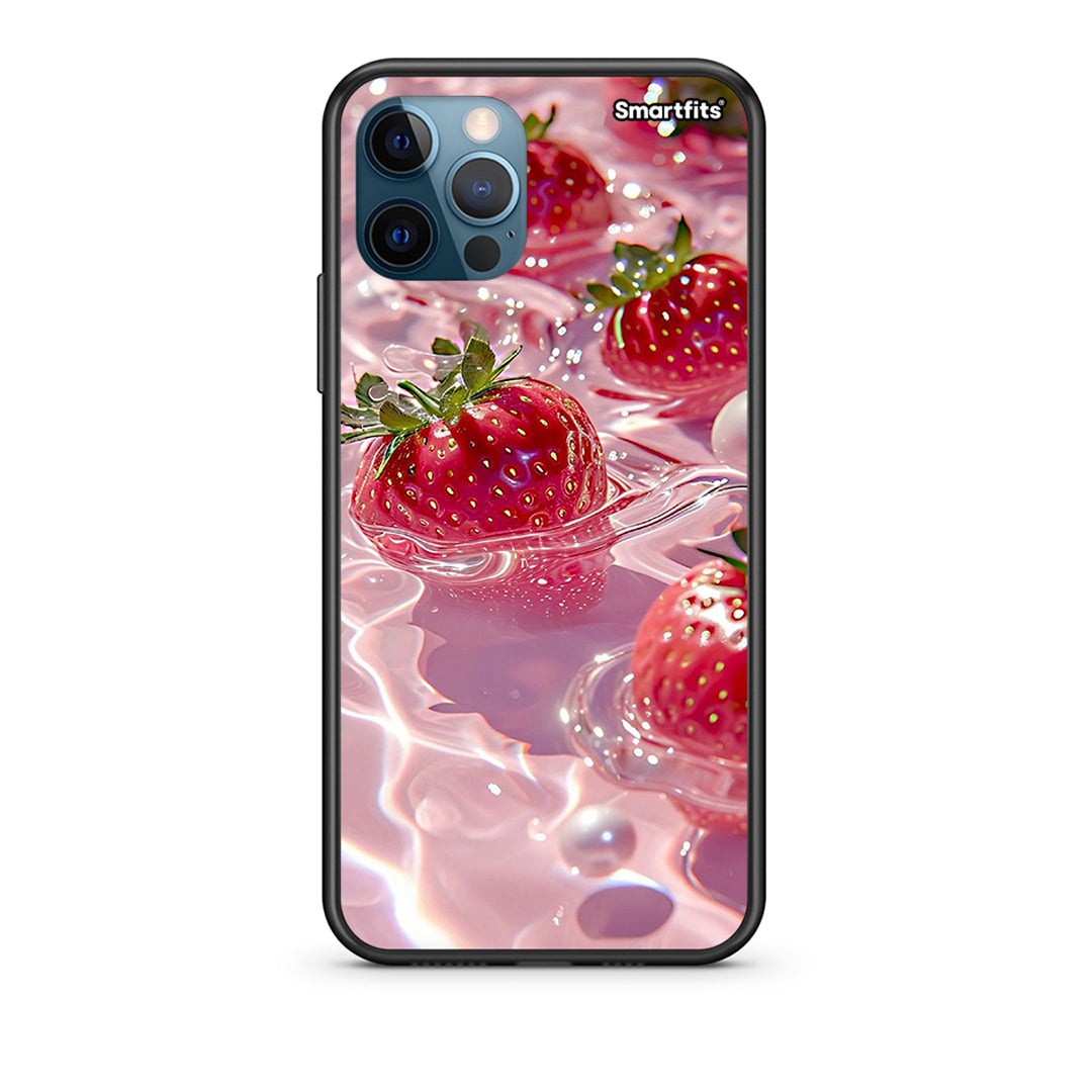 iPhone 12 Pro Max Juicy Strawberries Θήκη από τη Smartfits με σχέδιο στο πίσω μέρος και μαύρο περίβλημα | Smartphone case with colorful back and black bezels by Smartfits