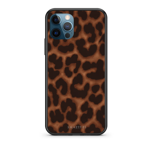 Θήκη iPhone 12 Pro Max Leopard Print Dark Brown από τη Smartfits με σχέδιο στο πίσω μέρος και μαύρο περίβλημα | iPhone 12 Pro Max Leopard Print Dark Brown case with colorful back and black bezels