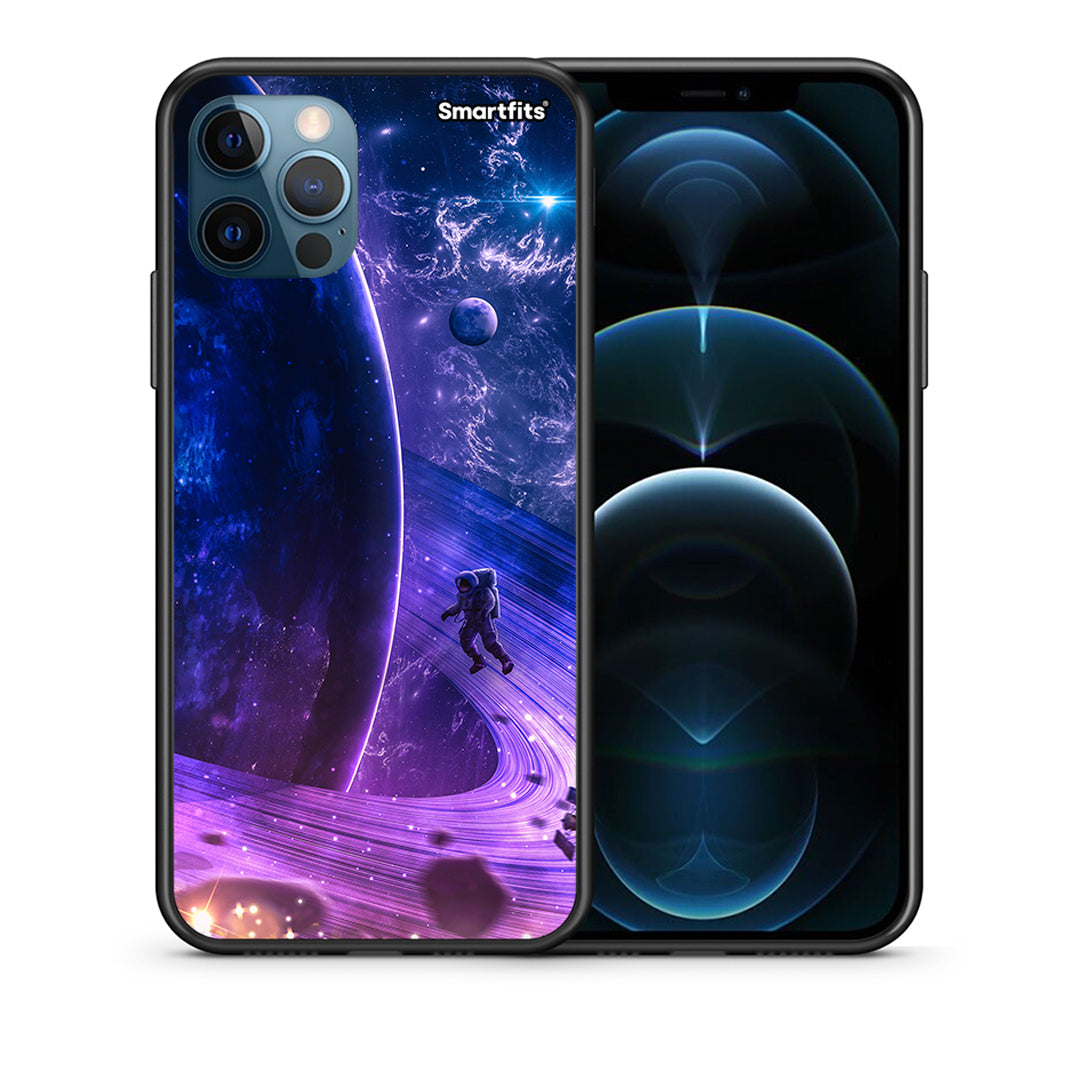 Θήκη iPhone 12 Pro Max Lost Astronaut από τη Smartfits με σχέδιο στο πίσω μέρος και μαύρο περίβλημα | iPhone 12 Pro Max Lost Astronaut case with colorful back and black bezels