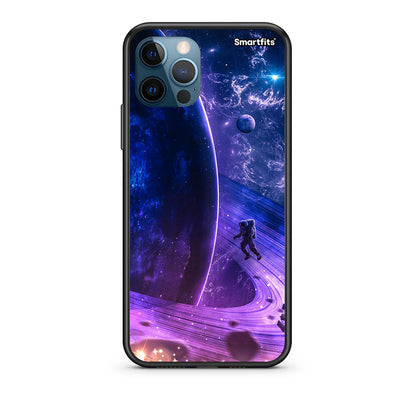 iPhone 12 Pro Max Lost Astronaut Θήκη από τη Smartfits με σχέδιο στο πίσω μέρος και μαύρο περίβλημα | Smartphone case with colorful back and black bezels by Smartfits
