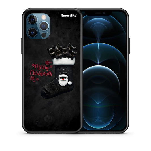 Θήκη iPhone 12 Pro Max Merry Cat Christmas από τη Smartfits με σχέδιο στο πίσω μέρος και μαύρο περίβλημα | iPhone 12 Pro Max Merry Cat Christmas case with colorful back and black bezels