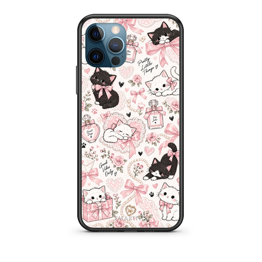 Θήκη iPhone 12 Pro Max Pink Bows and Kittens Collage από τη Smartfits με σχέδιο στο πίσω μέρος και μαύρο περίβλημα | iPhone 12 Pro Max Pink Bows and Kittens Collage case with colorful back and black bezels