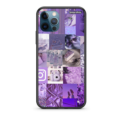 iPhone 12 Pro Max Purple Aesthetic Collage Θήκη από τη Smartfits με σχέδιο στο πίσω μέρος και μαύρο περίβλημα | Smartphone case with colorful back and black bezels by Smartfits