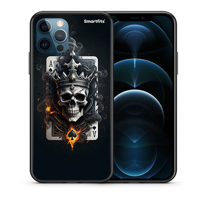 Θήκη iPhone 12 Pro Max Skull King Ace από τη Smartfits με σχέδιο στο πίσω μέρος και μαύρο περίβλημα | iPhone 12 Pro Max Skull King Ace case with colorful back and black bezels