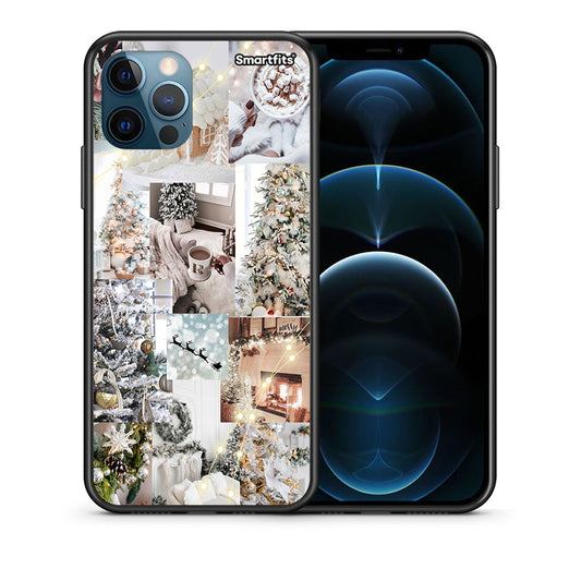 Θήκη iPhone 12 Pro Max White Christmas από τη Smartfits με σχέδιο στο πίσω μέρος και μαύρο περίβλημα | iPhone 12 Pro Max White Christmas case with colorful back and black bezels