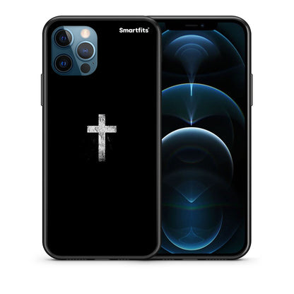 Θήκη iPhone 12 Pro Max White Cross από τη Smartfits με σχέδιο στο πίσω μέρος και μαύρο περίβλημα | iPhone 12 Pro Max White Cross case with colorful back and black bezels