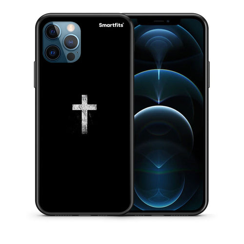 Θήκη iPhone 12 Pro Max White Cross από τη Smartfits με σχέδιο στο πίσω μέρος και μαύρο περίβλημα | iPhone 12 Pro Max White Cross case with colorful back and black bezels