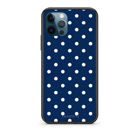 Θήκη iPhone 12 Pro Max White Small Polka Dots on Navy από τη Smartfits με σχέδιο στο πίσω μέρος και μαύρο περίβλημα | iPhone 12 Pro Max White Small Polka Dots on Navy case with colorful back and black bezels