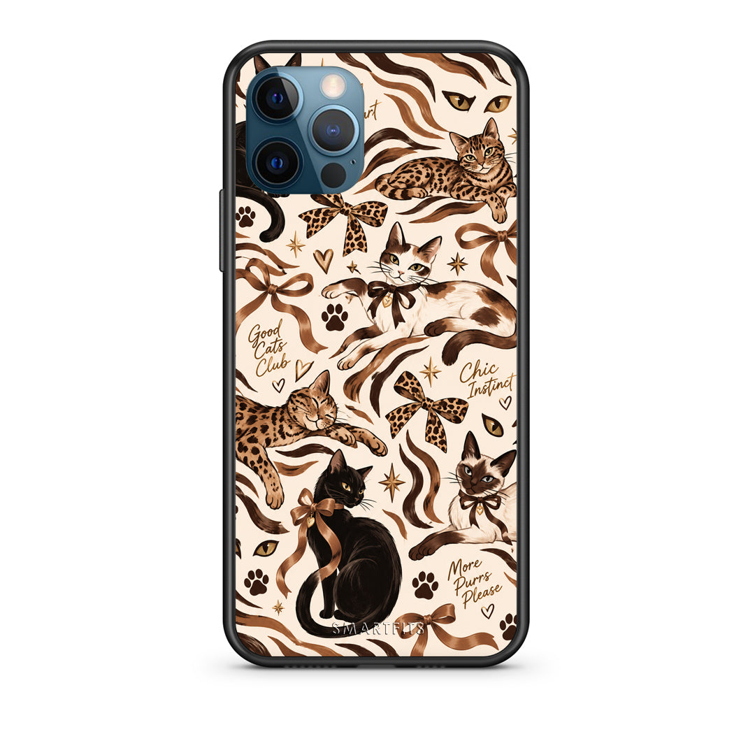 Θήκη iPhone 12 Pro Max Wild Cats and Animal Print Collage από τη Smartfits με σχέδιο στο πίσω μέρος και μαύρο περίβλημα | iPhone 12 Pro Max Wild Cats and Animal Print Collage case with colorful back and black bezels