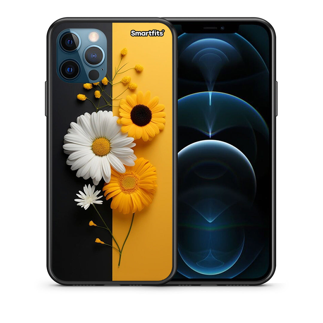 Θήκη iPhone 12 Pro Max Yellow Daisies από τη Smartfits με σχέδιο στο πίσω μέρος και μαύρο περίβλημα | iPhone 12 Pro Max Yellow Daisies case with colorful back and black bezels