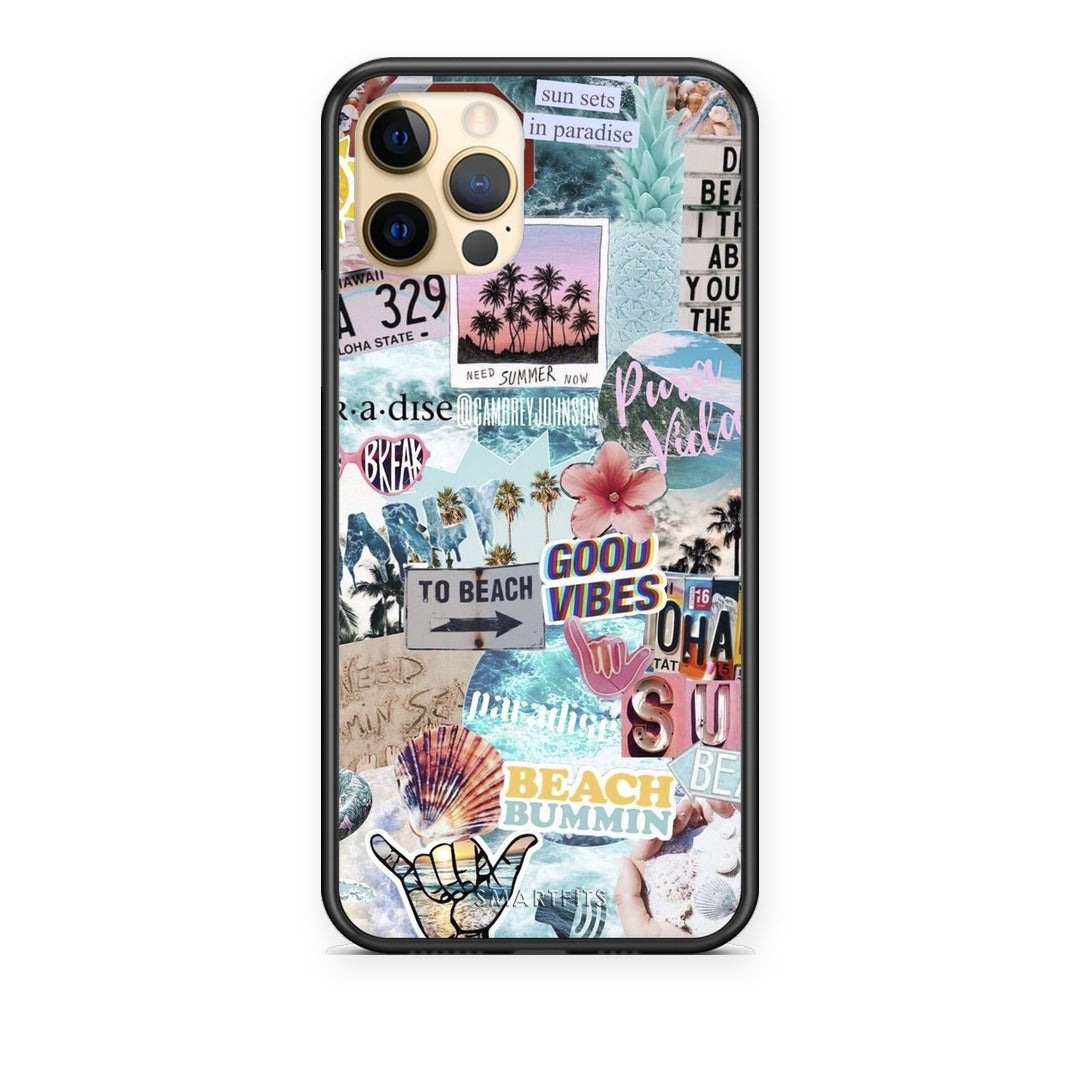 Θήκη iPhone 12 Pro Summer Vibes από τη Smartfits με σχέδιο στο πίσω μέρος και μαύρο περίβλημα | iPhone 12 Pro Summer Vibes case with colorful back and black bezels