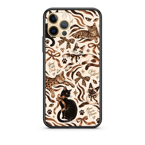 Θήκη iPhone 12 Pro Wild Cats and Animal Print Collage από τη Smartfits με σχέδιο στο πίσω μέρος και μαύρο περίβλημα | iPhone 12 Pro Wild Cats and Animal Print Collage case with colorful back and black bezels