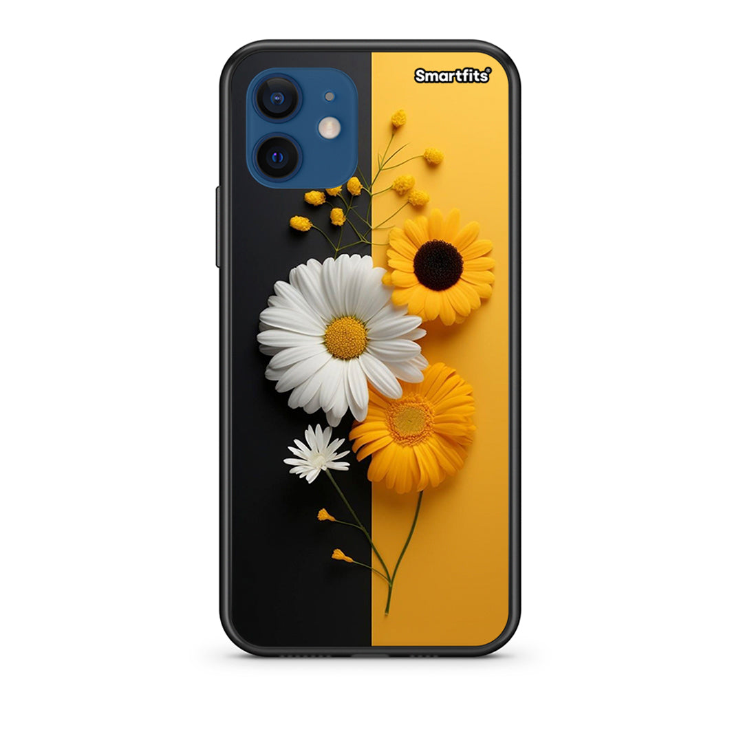 Θήκη iPhone 12 Yellow Daisies από τη Smartfits με σχέδιο στο πίσω μέρος και μαύρο περίβλημα | iPhone 12 Yellow Daisies case with colorful back and black bezels