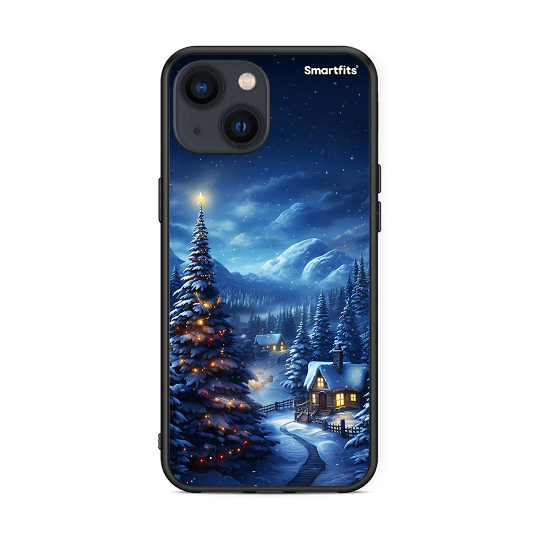 iPhone 13 Mini Christmas Scenery θήκη από τη Smartfits με σχέδιο στο πίσω μέρος και μαύρο περίβλημα | Smartphone case with colorful back and black bezels by Smartfits