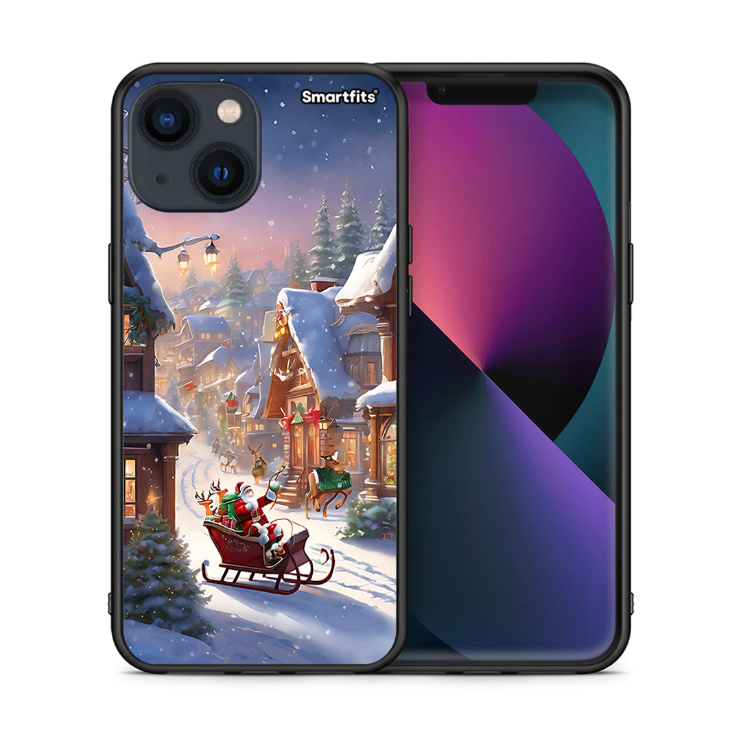 Θήκη iPhone 13 Mini Christmas Snow από τη Smartfits με σχέδιο στο πίσω μέρος και μαύρο περίβλημα | iPhone 13 Mini Christmas Snow case with colorful back and black bezels