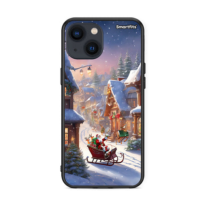 iPhone 13 Mini Christmas Snow θήκη από τη Smartfits με σχέδιο στο πίσω μέρος και μαύρο περίβλημα | Smartphone case with colorful back and black bezels by Smartfits