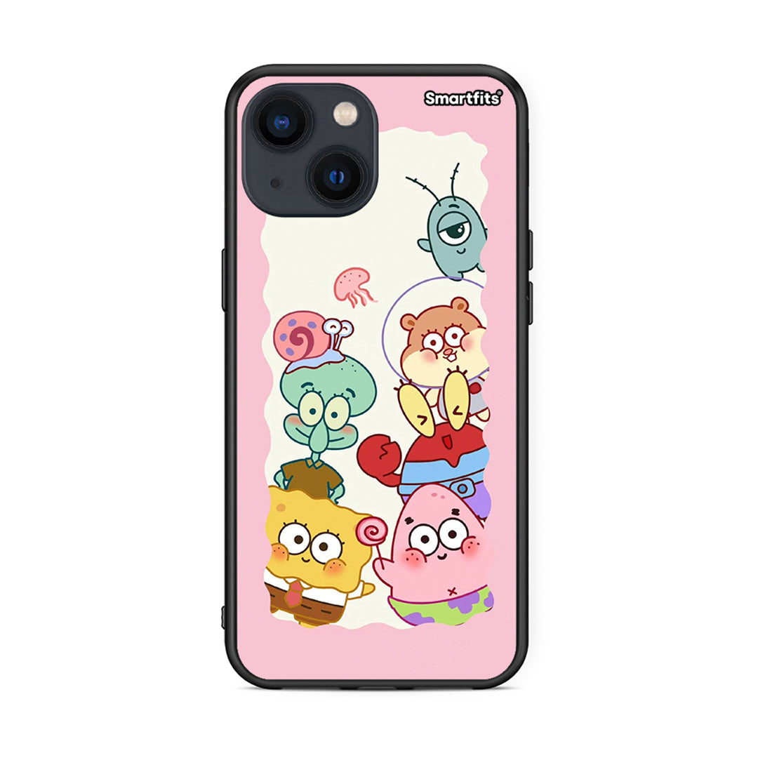 iPhone 13 Cute Companion θήκη από τη Smartfits με σχέδιο στο πίσω μέρος και μαύρο περίβλημα | Smartphone case with colorful back and black bezels by Smartfits