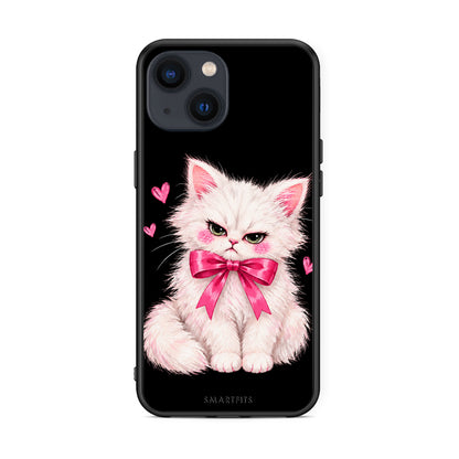 Θήκη iPhone 13 Grumpy Party Kitten on Black από τη Smartfits με σχέδιο στο πίσω μέρος και μαύρο περίβλημα | iPhone 13 Grumpy Party Kitten on Black case with colorful back and black bezels