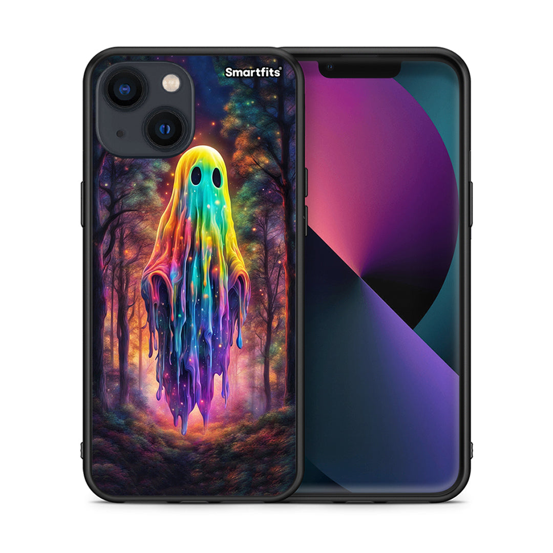 Θήκη iPhone 13 Mini Halloween Ghost από τη Smartfits με σχέδιο στο πίσω μέρος και μαύρο περίβλημα | iPhone 13 Mini Halloween Ghost case with colorful back and black bezels